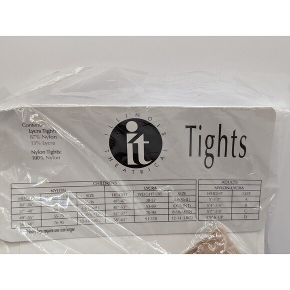 Vintage Illinois Theatrical Dance Tights Childs Footed Light Toast Size Large - Picture 3 of 8